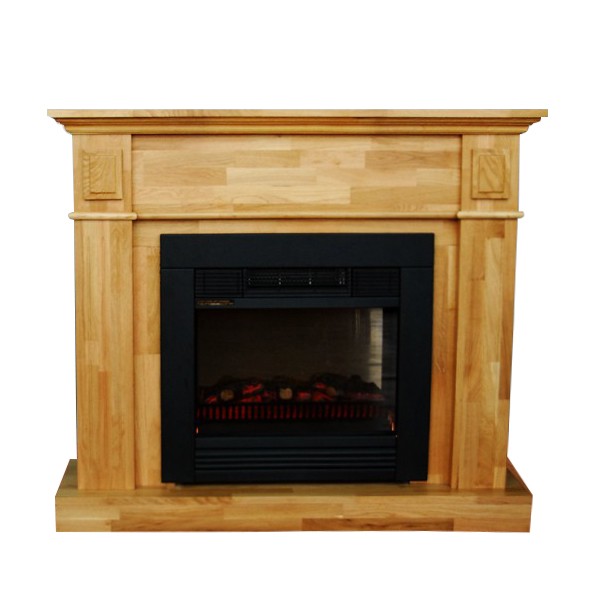 Semineu electric, cu aeroterma 2000 W, din MDF stejar, 90 x 80,5 x 26 cm